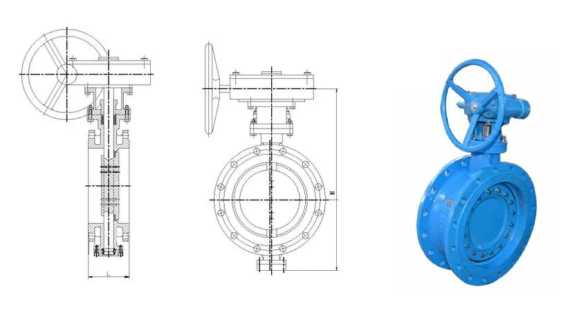 Ductile Iron EPDM Lined Wras Industrial Control Double Eccentric Flange Butterfly Valve