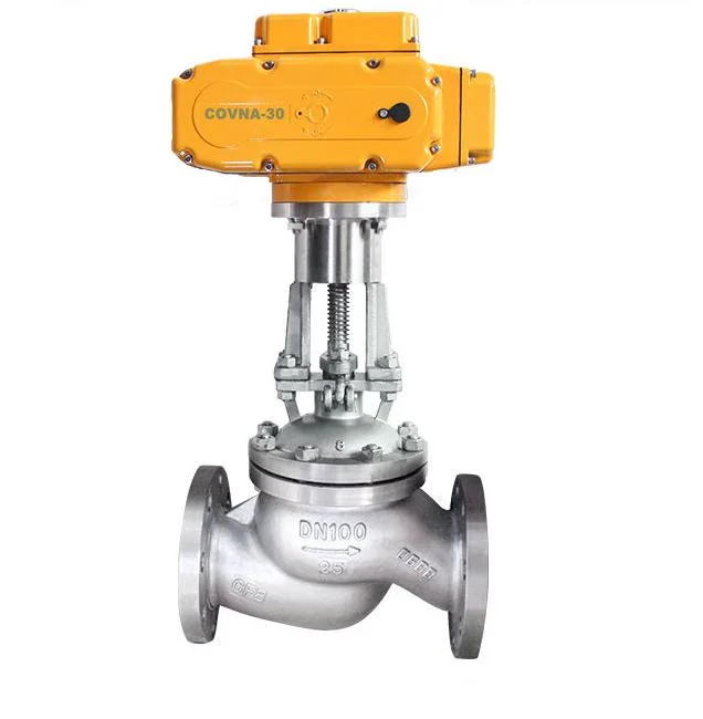 Stainless Steel Flow Control Motorized Stop Valve Flange Type Electric Globe Valve