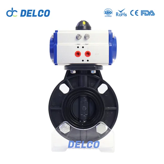 DELCO AC220V DN50 DN300 Plastic Flange On Off Electric Butterfly Valve 