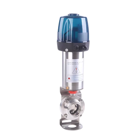 DIN SMS SS316L Food Grade Pneumatic Stainless Steel Clamp Butterfly Valves with 24VDC Intelligent Control Head 