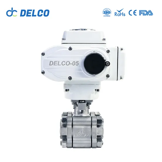 DELCO Stainless Steel Socket Weld 3 Pieces Motorized On Off Ball Valve 